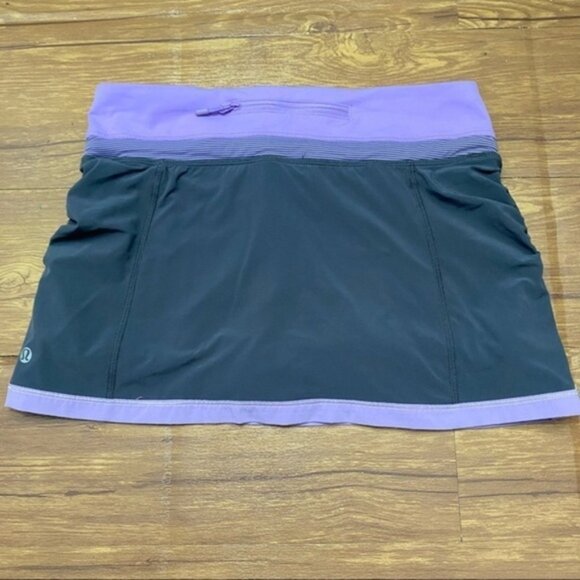 Lululemon Run Energy Skirt Skort Grey Purple Women Size 4 - Picture 4 of 9